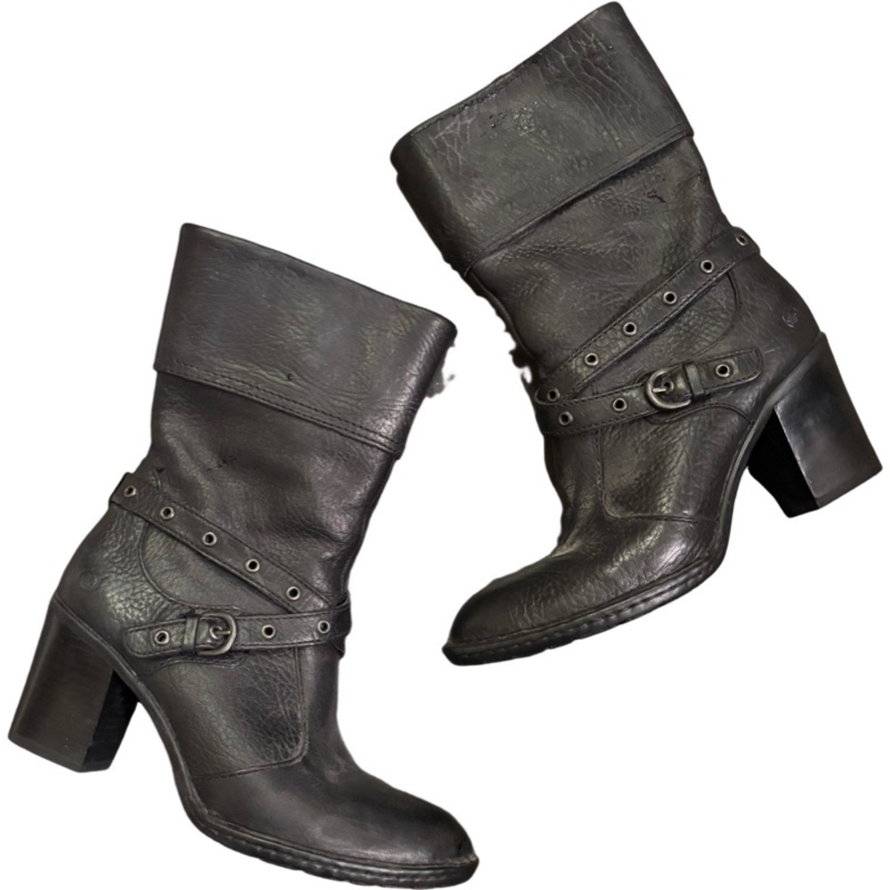 Y2K Vegan Leather Chunky Booties with Cross Buckle